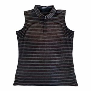 Nike Golf Sleeveless Polo Dri-Fit Size Large Black Striped